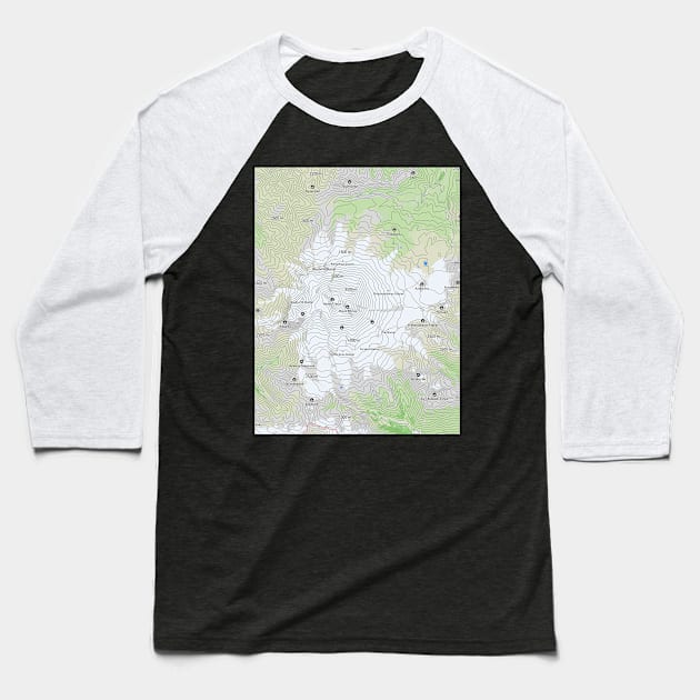 Russian Heights: Elbrus Contour Lines Baseball T-Shirt by senaru